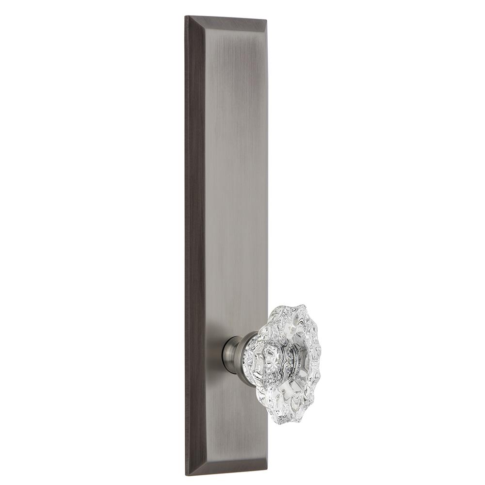 Grandeur by Nostalgic Warehouse FAVBIA Fifth Avenue Tall Plate Privacy with Biarritz Knob in Antique Pewter
